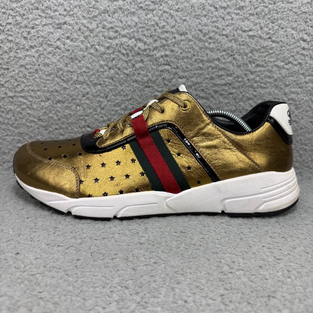 Gucci Mark Ronson Womens 10.5 / EU 40.5 Shoes Gold Icon Temporary Sneakers Italy - Picture 2 of 12